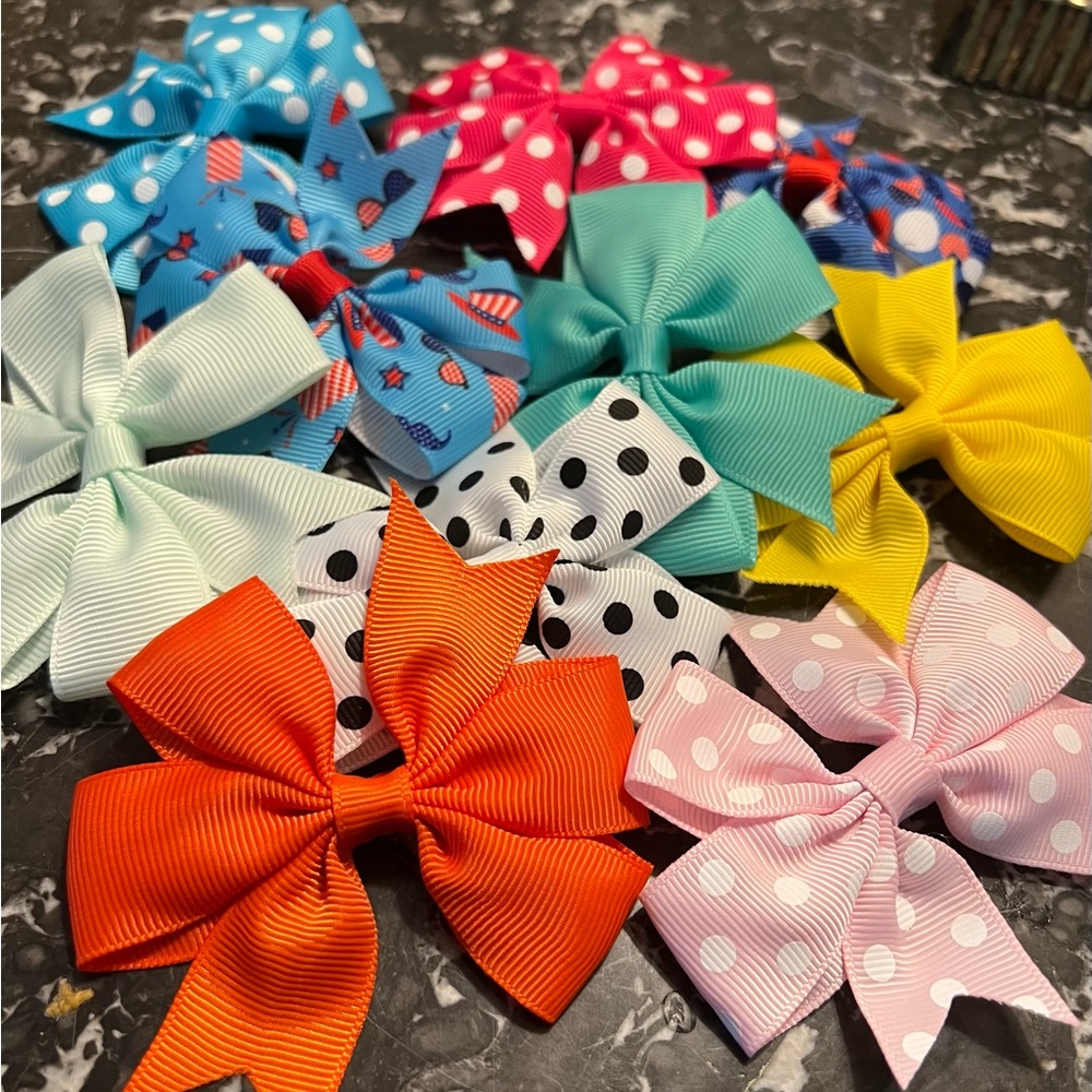 GRAB BAG Assortment of 10 NEW 3” Grosgrain Pinwheel Hair Bows on Alligator Clips